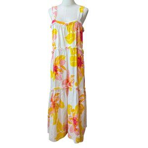 Free People Moonshine Midi Dress Size M Tiered Floral Print Sleeveless Boho